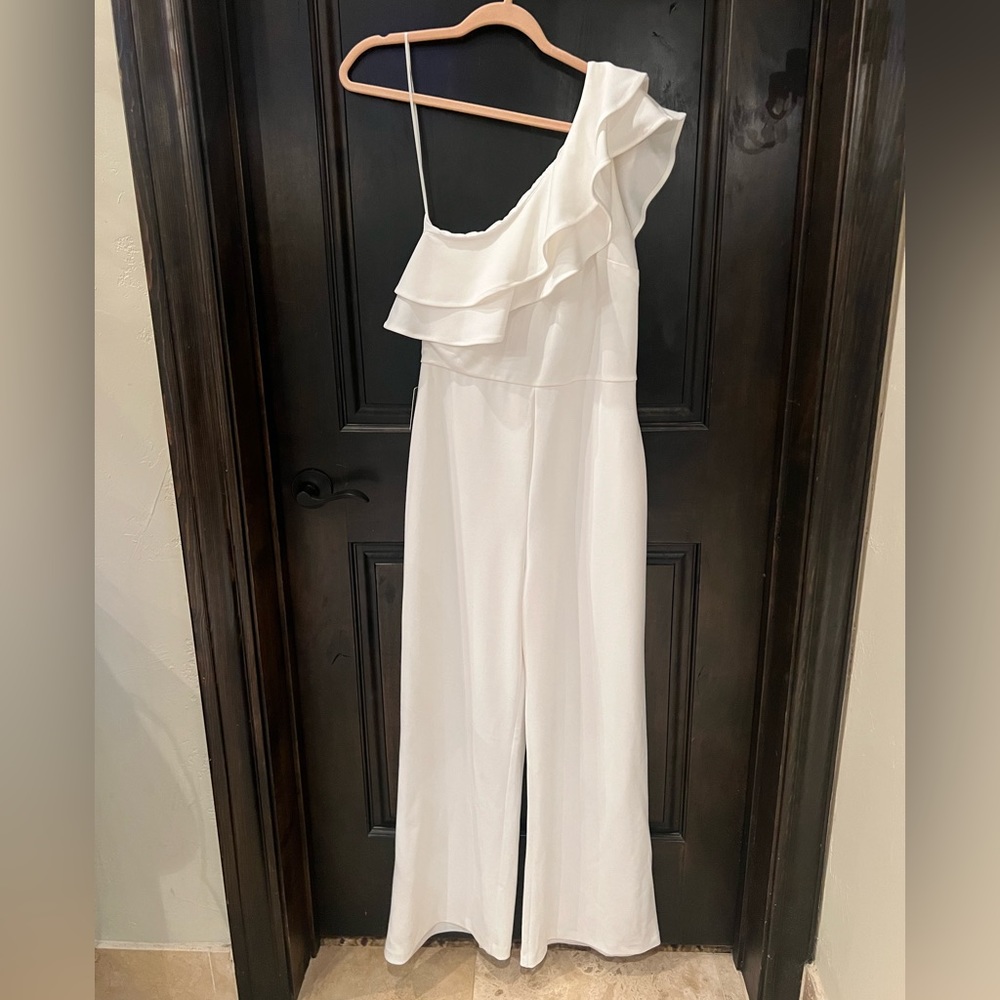 Express pant jumpsuit in white, size medium
